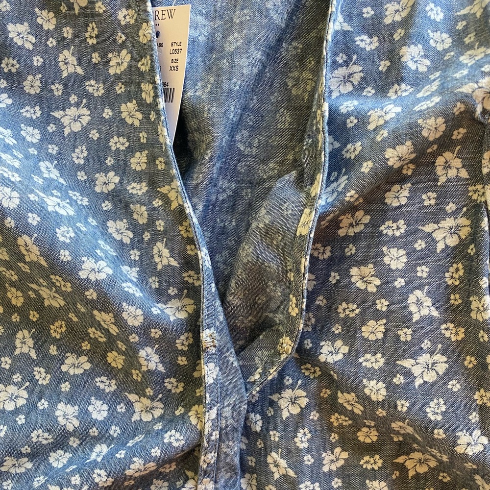J. Crew Blue Chambray 100% Cotton Faux Wrap Dress size XXS - Picture 12 of 16